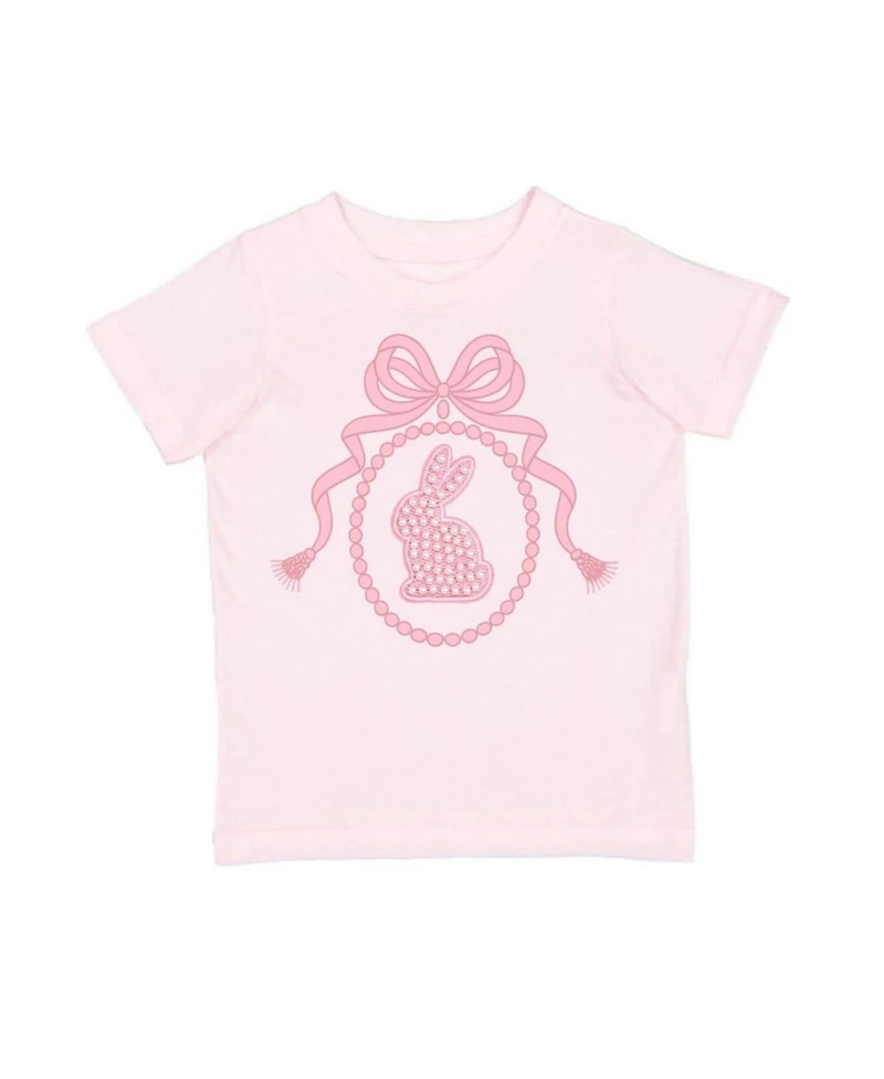 Sweet Wink Little Girls Bunny Locket Pearl Patch Easter Short Sleeve T-Shirt