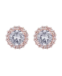 Adornia Rose Gold Cz Halo Stud Earrings