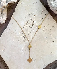 Adornia Tarnish Resistant Gold Pointed 3-Clover Y-Necklace