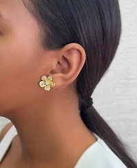Adornia Gold Cz Flower Stud Earrings