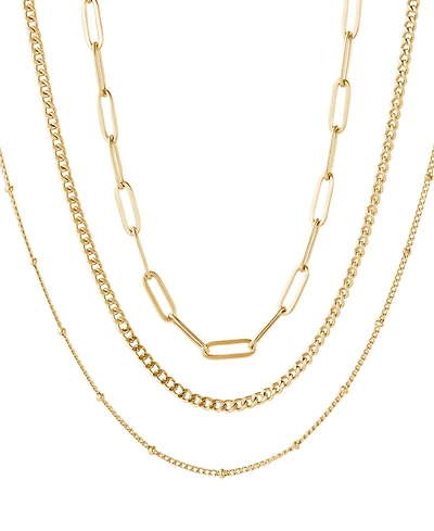 Adornia Tarnish Resistant Gold Set of 3-Chain Necklaces
