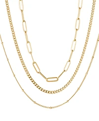 Adornia Tarnish Resistant Gold Set of 3-Chain Necklaces