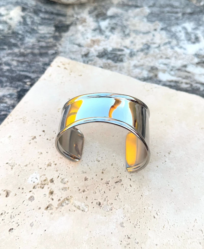 Adornia Tarnish Resistant Silver Tall Curve Cuff Bracelet