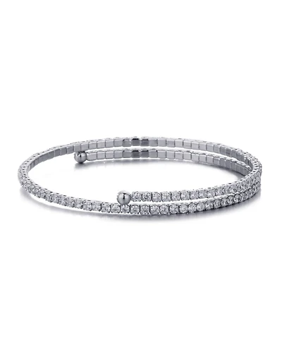 Adornia Silver Adjustable Crystal Tennis Cuff Bracelet