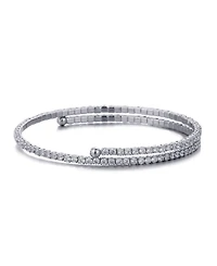 Adornia Silver Adjustable Crystal Tennis Cuff Bracelet