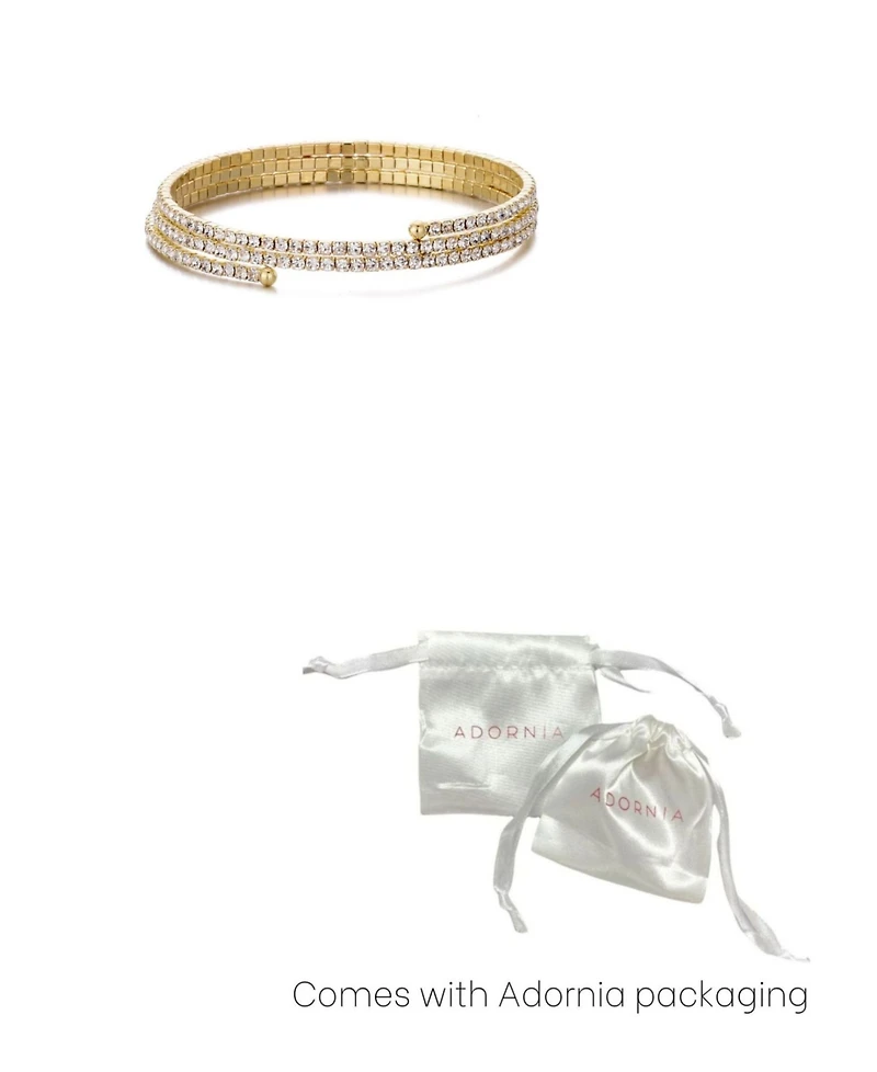 Adornia Gold Crystal Triple Coil Tennis Stretch Bracelet
