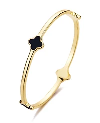 Adornia Gold Black Clover Bangle Bracelet
