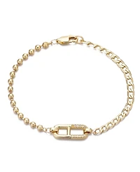 Adornia Gold Cz Mixed Chain Sideways Pendant Bracelet
