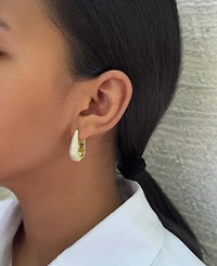 Adornia Gold Cz Secure Hinge Hoop Earrings