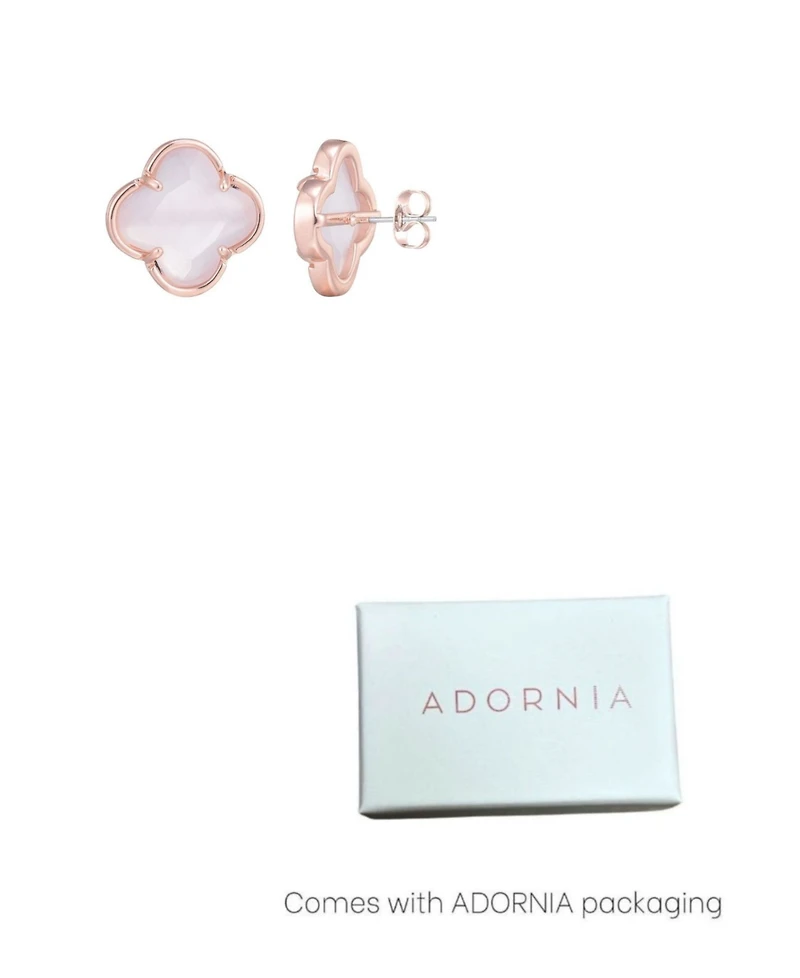 Adornia Rose Gold Clover Stone Stud Earrings