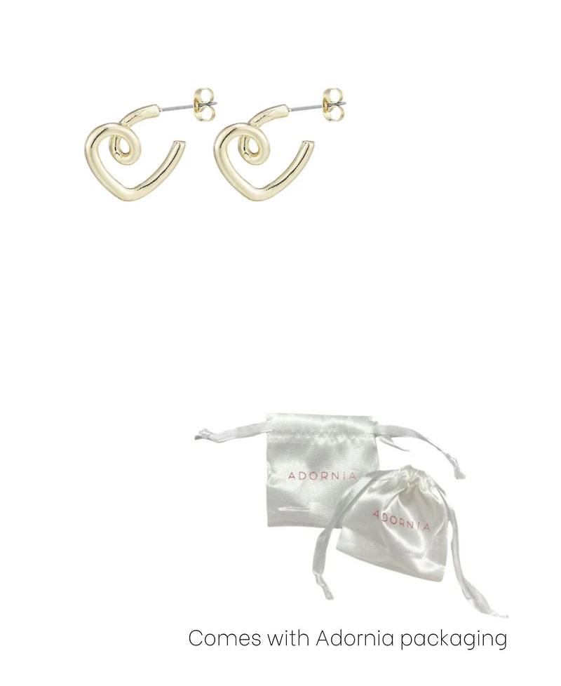 Adornia Gold Crystal Lined Heart Hoop Earrings