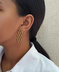 Adornia Tarnish Resistant Gold Grid Drop Earrings
