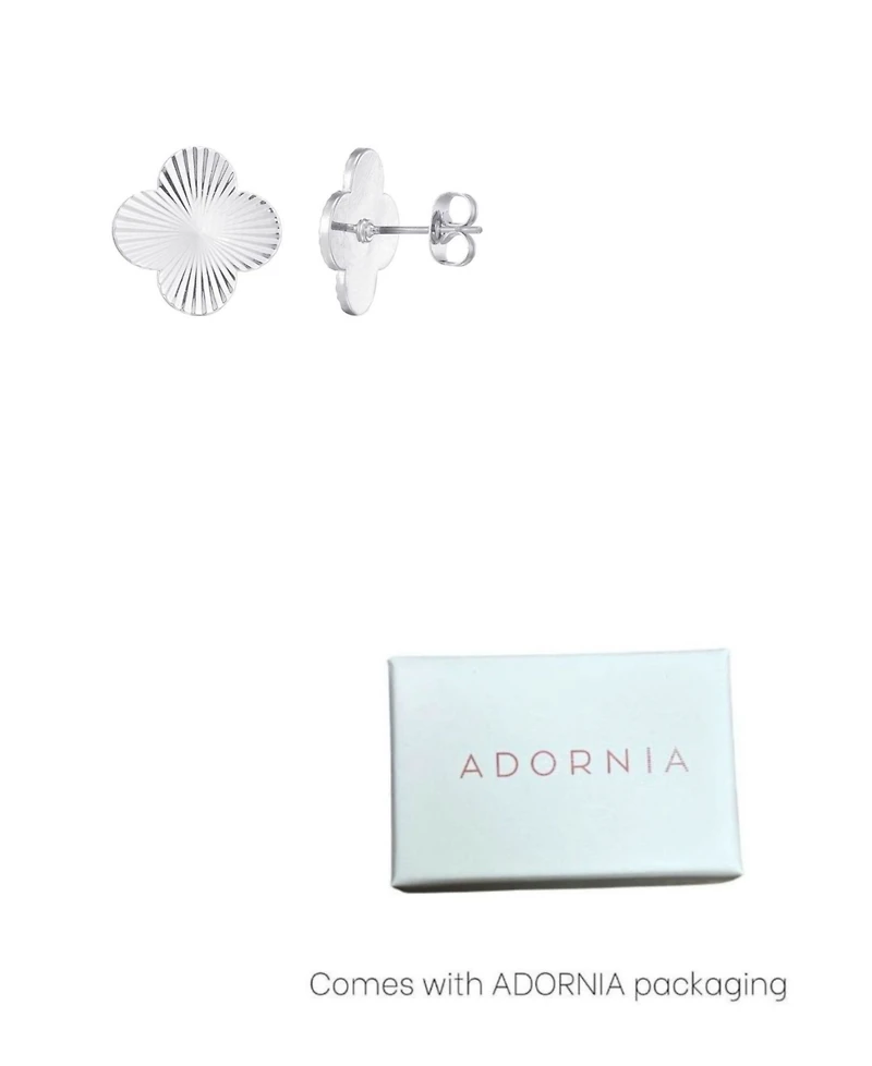 Adornia Silver Prismatic Clover Stud Earrings