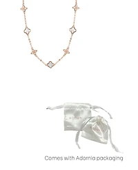 Adornia Rose Gold Mother of Pearl Cz Mixed Clover Station Necklace