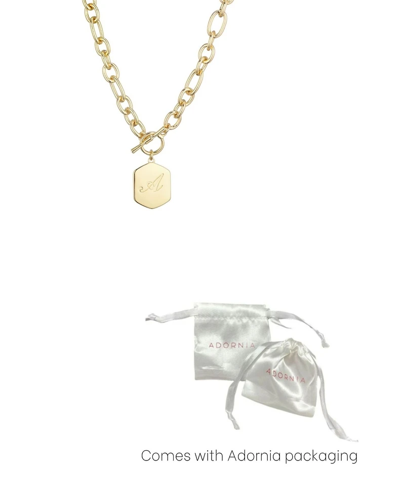 Adornia Gold Monogram Initial Chunky Toggle Necklace