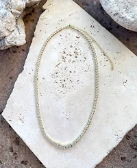 Adornia Gold Crystal Bezeled Tennis Necklace