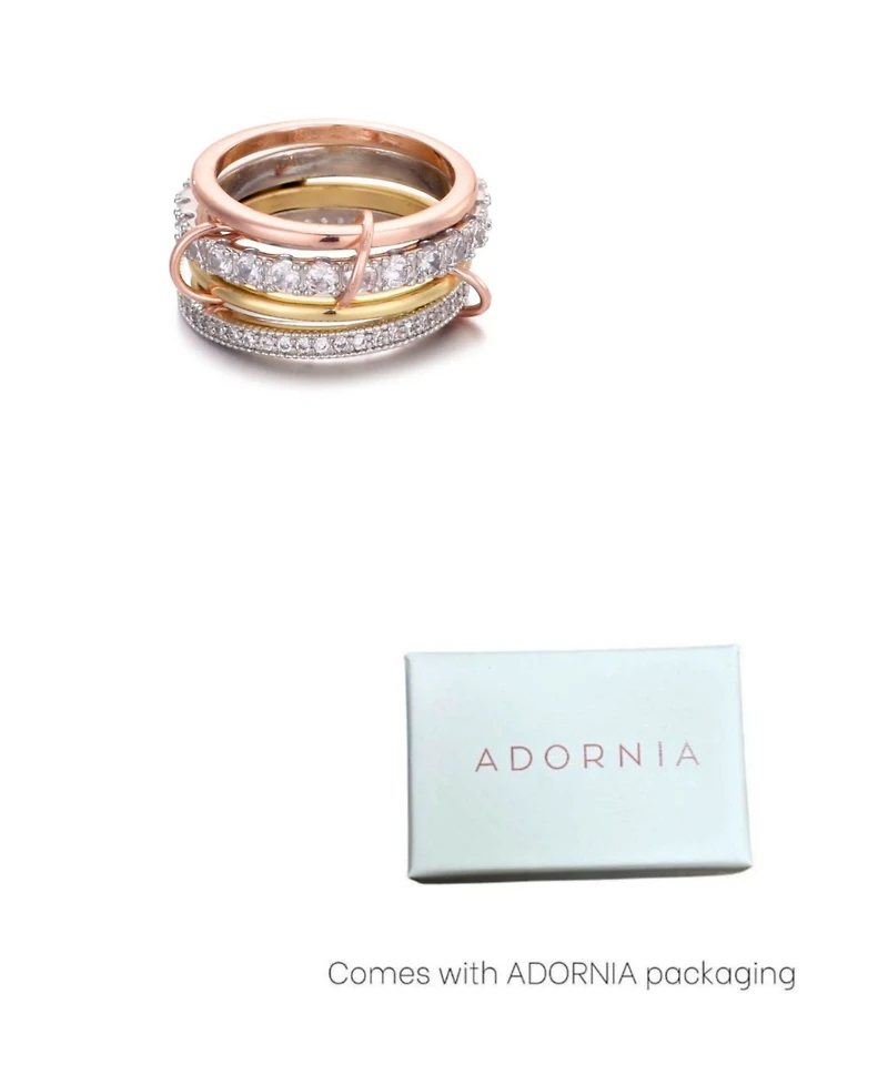 Adornia Crystal Mixed Metal 4-Layer Stack Ring