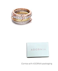 Adornia Crystal Mixed Metal 4-Layer Stack Ring