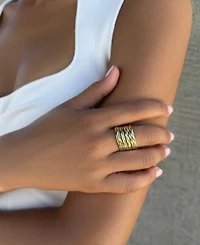 Adornia Gold 10- Ring Hammered Band Set