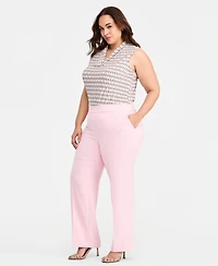 Anne Klein Plus High Rise Pull-On Structured Stretch Pants