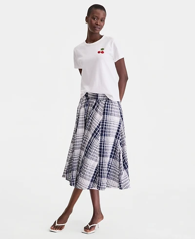 On 34th Women's Pull Check-Print Midi Skirt, Macy's Exclusive