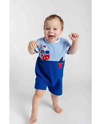 Florence Eiseman Baby Boy Knit Shortall With Pirate Ship & Crab