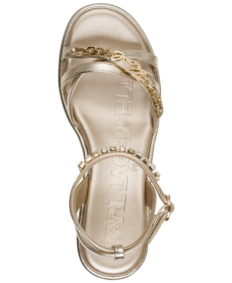 Karl Lagerfeld Paris Women's Clemons Ankle Strap Wedge Sandals