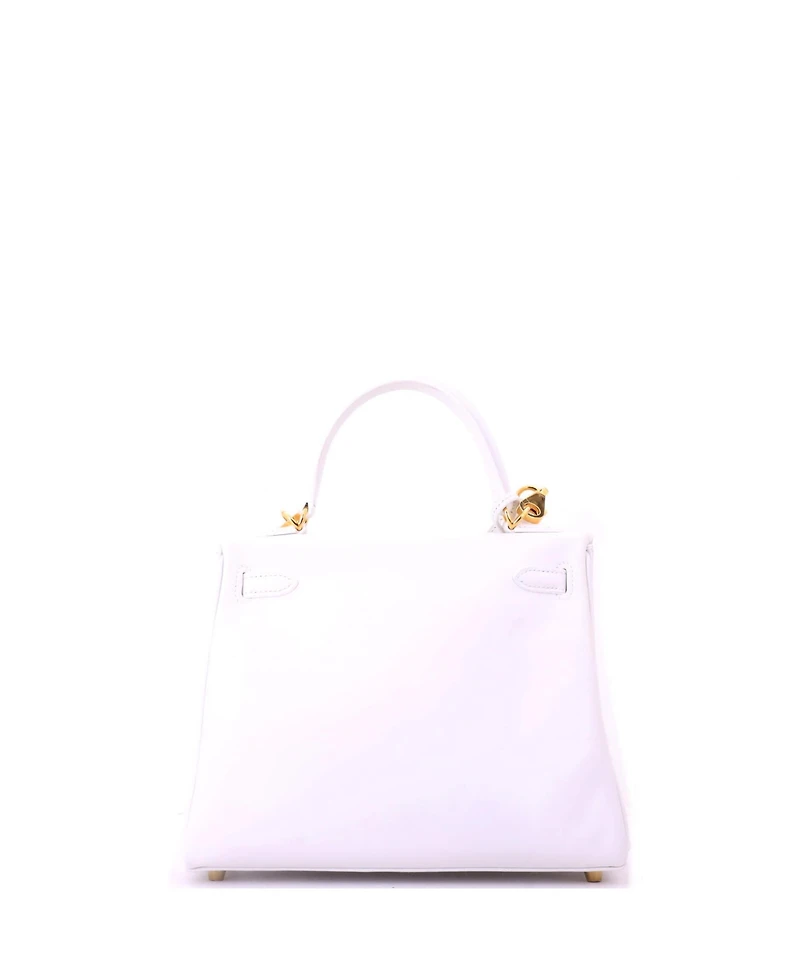Pre-Owned HERMES Kelly 25 Handbag White Swift with Gold Hardware
