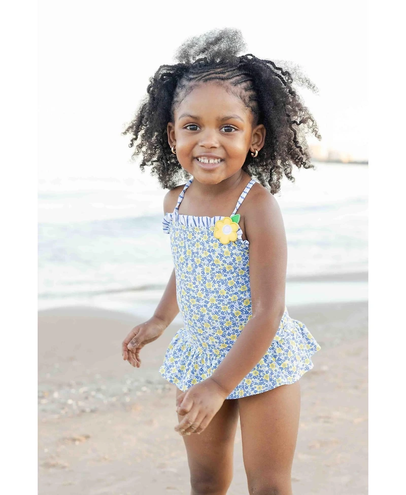 Florence Eiseman Toddler Girls Floral Skirted Swimsuit with Flower