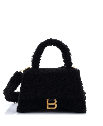 Pre-Owned Balenciaga Small Fluffy Hourglass Top Handle Bag Faux Fur