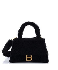 Pre-Owned Balenciaga Small Fluffy Hourglass Top Handle Bag Faux Fur