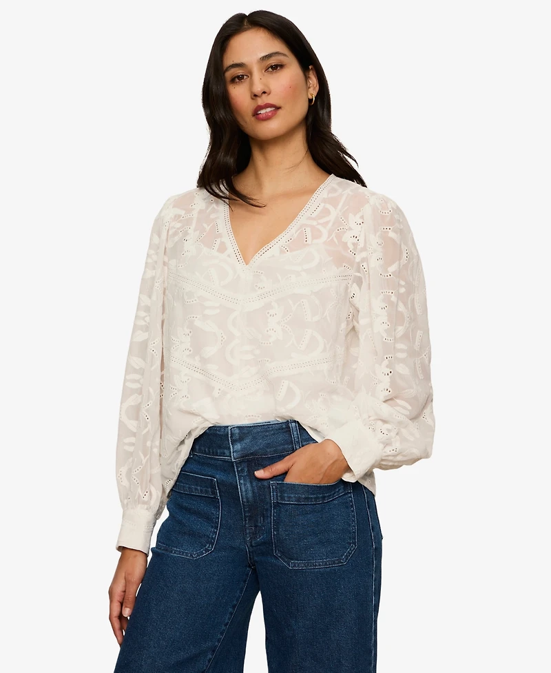 Sanctuary Women's Long-Sleeve Embroidered Blouse