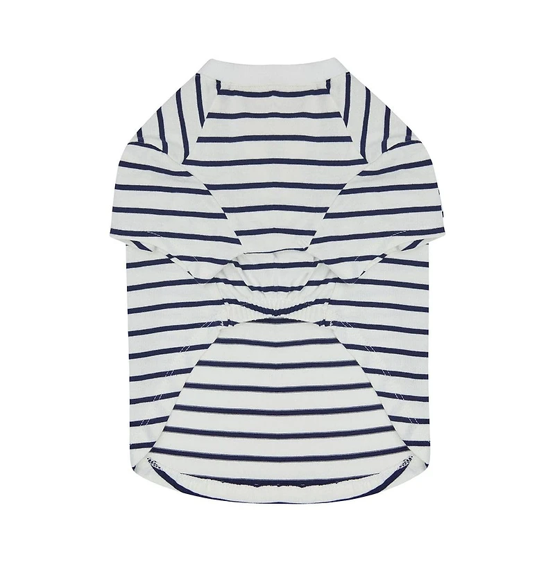 Dogs & Cats Co. Striped Henley Dog Tee with Chest Pocket Red and White 12"