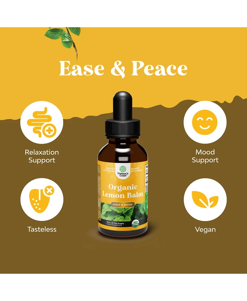 Organic Lemon Balm Liquid, Mood Support and Digestive Health, Nature's Craft, 30mL