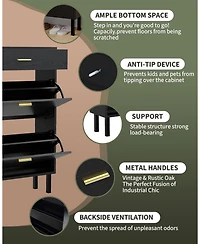 gaomon Narrow Shoe Cabinet Storage for Entryway, 3 Drawers, Freestanding Organizer Wooden,Shoe Rack with 3-Tier Adjustable Shelves