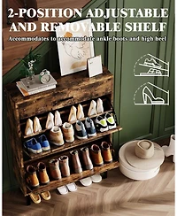 gaomon Narrow Shoe Cabinet Storage for Entryway, 3 Drawers, Freestanding Organizer Wooden,Shoe Rack with 3-Tier Adjustable Shelves