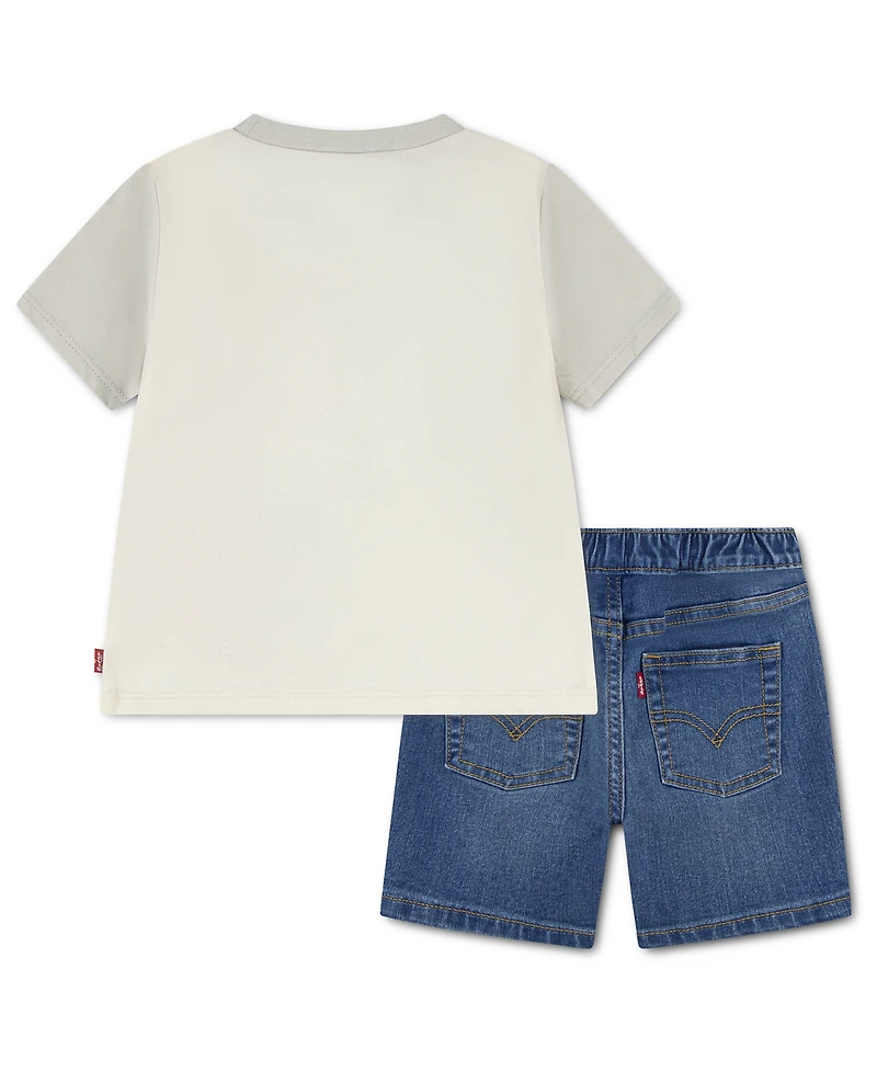 Levi's Baby Boys' Palm Tree T-Shirt and Denim Shorts, 2-Piece Set