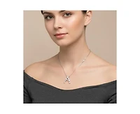 Genevive Brilliant Plated Cubic Zirconia Initial Necklace