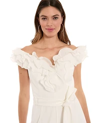 ivy + blu Women's Ruffle Top Belted Jumpsuit