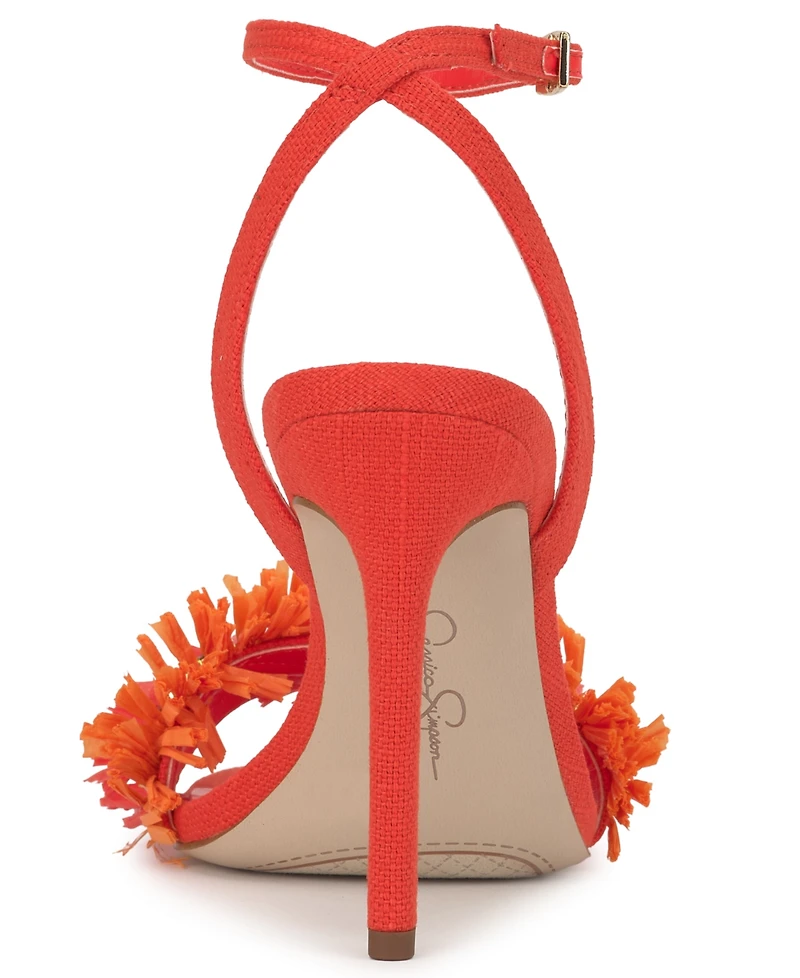 Jessica Simpson Women's Omiena Raffia Fringe High-Heel Dress Sandals