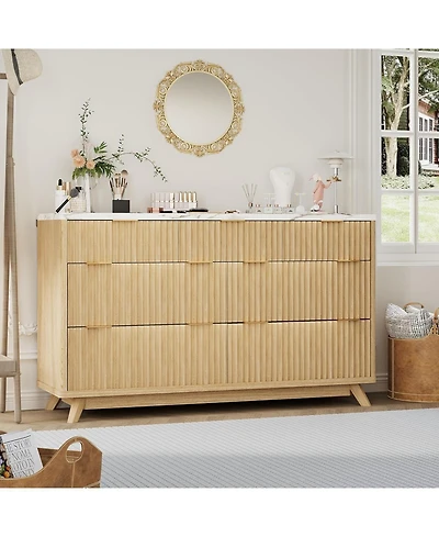 gaomon Fluted 7 Drawers Dresser for Bedroom, 54" Wide Modern Chest of Drawers, Curved Profile Design