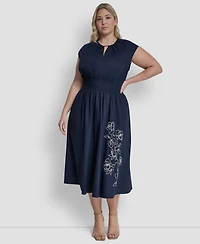 Dkny Plus Jewel Neck Midi Dress