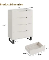 gaomon 4 Drawer Wooden Freestanding Tall Storage Dresser, 41.5 Inch Vertical Drawer Cabinet