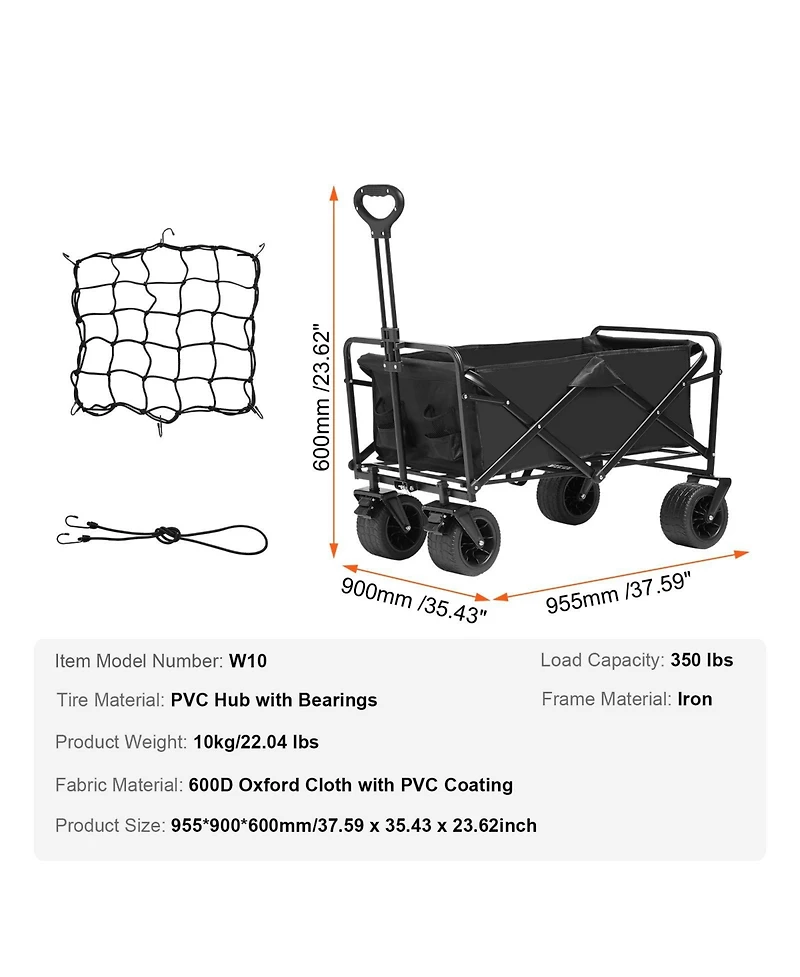 All-Terrain Folding Wagon with 5-inch Wheels & Compact Storage