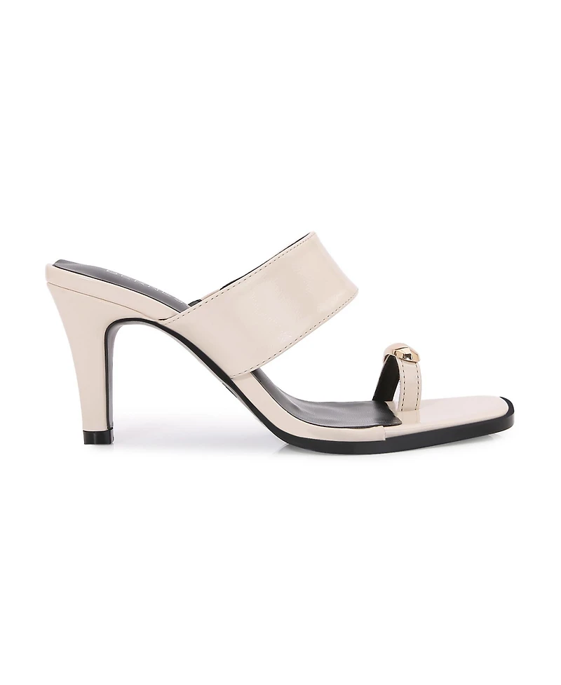 Berness Women's Catha Gold-Tone Toe Ring Heeled Sandals