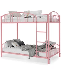 gaomon Metal Bunk Bed Twin Over Twin, Heavy Duty Bunkbeds Frame with Arched Guardrail and Safety Ladder, Sturdy Steel