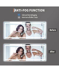 Homfan Led Bathroom Mirror 60 24, Dimmable Front & Back Lights, Anti-Fog, Shatter-Proof, Memory, 3X Magnifier Bathroom Vanity Mirror for Wall