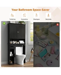 Homfan Over The Toilet Storage Cabinet, Bathroom Organizer, Space-Saving Farmhouse Shelf with Paper Holder