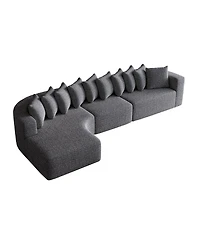 Clihome 131.1-inch Chenille Sectional Sofa with 10 Cushions, Modern Cloud-Shaped Curved Left Chaise Sofa