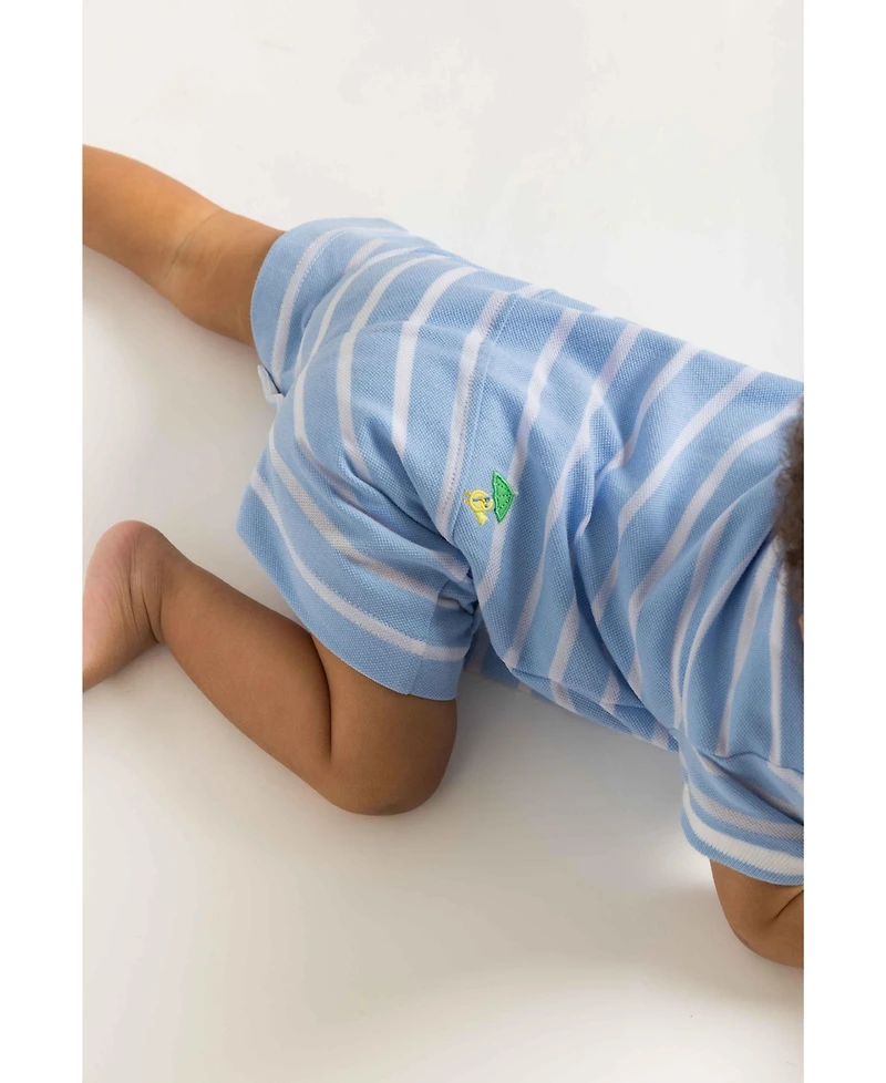 Florence Eiseman Baby Boy Stripe Knit Shortall With Elephant & Friends